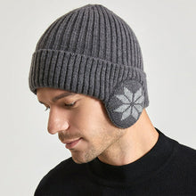 Load image into Gallery viewer, Unisex Snowflake Print Unisex Fleece Ear Protection Thick Hat