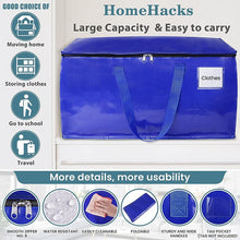 Load image into Gallery viewer, 2/4 Pack 92L Moving Bags Heavy Duty with Zippers and Handles Storage Totes