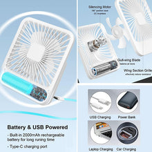 Load image into Gallery viewer, Mini Desk Fan Foldable Portable USB Rechargeable Desktop Fans