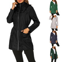 Load image into Gallery viewer, Women Hooded Waterproof Raincoat Hiking Jacket
