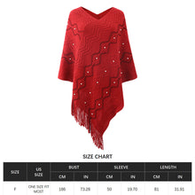 Load image into Gallery viewer, Women Knitted V-neck Stripe Cape with Tassel