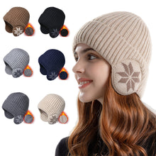 Load image into Gallery viewer, Unisex Snowflake Print Unisex Fleece Ear Protection Thick Hat