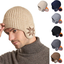 Load image into Gallery viewer, Unisex Snowflake Print Unisex Fleece Ear Protection Thick Hat