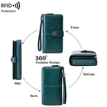 Load image into Gallery viewer, RFID Anti-theft Brush Retro Large Capacity Multi-function Zipper Wallet