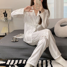 Load image into Gallery viewer, Women Solid Color Stripe Pajamas Set