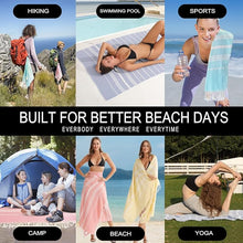 Load image into Gallery viewer, 2 Packs Cotton Turkish Beach Towels Quick Dry Sand Free Oversized Bath Pool Swim Towel