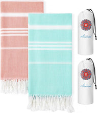 Load image into Gallery viewer, 2 Packs Cotton Turkish Beach Towels Quick Dry Sand Free Oversized Bath Pool Swim Towel