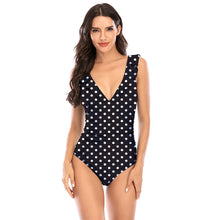 Load image into Gallery viewer, Deep Plunging V-Neck Ruffle Trim One Piece Swimsuit