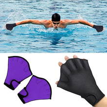 Load image into Gallery viewer, 1 Pair Aquatic Fitness Water Resistance Aqua Fit Paddle Training Fingerless Swimming Gloves