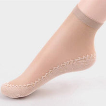 Load image into Gallery viewer, 10 Pairs Silky Anti-Slip Cotton Sole Sheer Ankle High Tights Hosiery Socks
