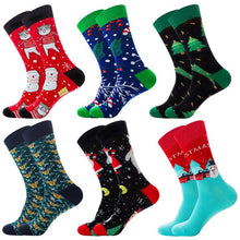 Load image into Gallery viewer, 6 Pack Funny Christmas Holiday Cotton Socks