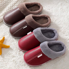 Load image into Gallery viewer, Unisex Waterproof Leather Faux Fur Splicing Home Slippers