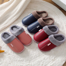 Load image into Gallery viewer, Unisex Waterproof Leather Faux Fur Splicing Home Slippers