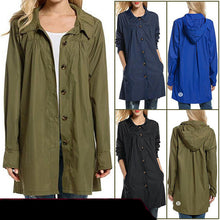 Load image into Gallery viewer, Womens Long Sleeve Hooded Wind Jacket Waterproof Rain Coat
