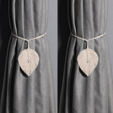 Load image into Gallery viewer, 2 Pack Leaf Macrame Curtain Tiebacks Braided