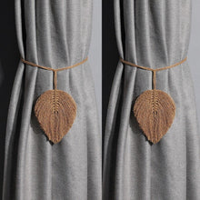 Load image into Gallery viewer, 2 Pack Leaf Macrame Curtain Tiebacks Braided