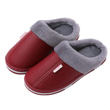 Load image into Gallery viewer, Unisex Waterproof Leather Faux Fur Splicing Home Slippers