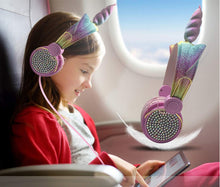 Load image into Gallery viewer, Unicorn Wired Headset with Microphone Adjustable Headband Kids Headphones