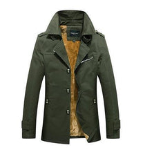 Load image into Gallery viewer, Men's Winter Plus Velvet Mid-Length Slim with Epaulettes Trench Coat