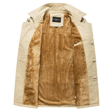 Load image into Gallery viewer, Men's Winter Plus Velvet Mid-Length Slim with Epaulettes Trench Coat