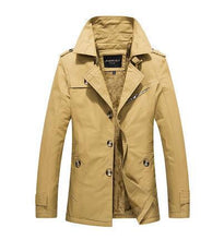 Load image into Gallery viewer, Men's Winter Plus Velvet Mid-Length Slim with Epaulettes Trench Coat