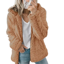 Load image into Gallery viewer, Sidefeel Women Open Front Hooded Cardigan Fleece Pocket Coat Outwear