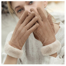 Load image into Gallery viewer, Winter Female Double Thick Plush Fluff Wrist Warm Cashmere Cute Cycling Mittens Gloves