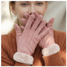 Load image into Gallery viewer, Winter Female Double Thick Plush Fluff Wrist Warm Cashmere Cute Cycling Mittens Gloves