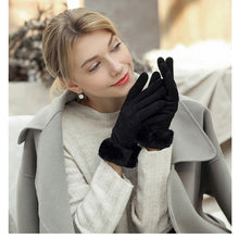Load image into Gallery viewer, Winter Female Double Thick Plush Fluff Wrist Warm Cashmere Cute Cycling Mittens Gloves