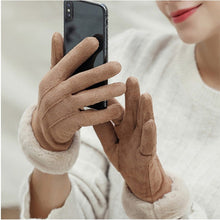 Load image into Gallery viewer, Winter Female Double Thick Plush Fluff Wrist Warm Cashmere Cute Cycling Mittens Gloves