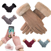 Load image into Gallery viewer, Winter Female Double Thick Plush Fluff Wrist Warm Cashmere Cute Cycling Mittens Gloves