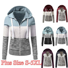 Load image into Gallery viewer, Womens Casual Sweatshirts Color Stitching Striped Hoodies