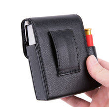 Load image into Gallery viewer, PU Leather + Stainless Steel Black Pocket Leather Tobacco Cigarette Card Holder
