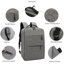 Load image into Gallery viewer, 3 Pcs Laptop Computer Backpack Crossbody Bag Set With USB Charging Port