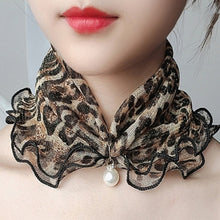 Load image into Gallery viewer, Women Fashion Accessories Pearl Lace Leopard Scarf