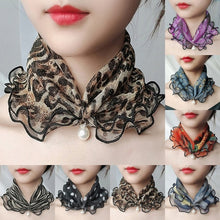 Load image into Gallery viewer, Women Fashion Accessories Pearl Lace Leopard Scarf