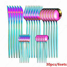 Load image into Gallery viewer, 30Pcs Full Tableware Multicolor Stainless Steel Cutlery Set