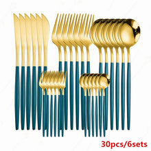 Load image into Gallery viewer, 30Pcs Full Tableware Multicolor Stainless Steel Cutlery Set