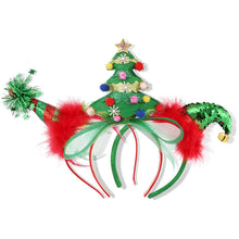 Load image into Gallery viewer, 3Pcs Christmas Headwear Headbands Bulk Elf Party Hats Christmas Tree Headband for Kids Adults