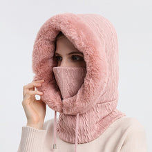 Load image into Gallery viewer, Winter Fur Cap Mask Set Hooded for Women Knitted Cashmere Neck Warm Hat