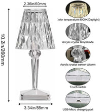 Load image into Gallery viewer, USB Rechargeable Crystal Table Lamp with 3-way Dimmable Light