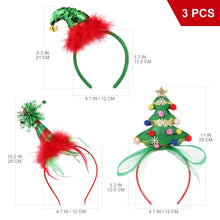 Load image into Gallery viewer, 3Pcs Christmas Headwear Headbands Bulk Elf Party Hats Christmas Tree Headband for Kids Adults