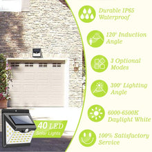 Load image into Gallery viewer, 40 LED Waterproof Outdoor Solar Motion Sensor Lights