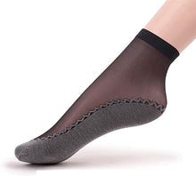 Load image into Gallery viewer, 10 Pairs Silky Anti-Slip Cotton Sole Sheer Ankle High Tights Hosiery Socks