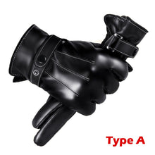 Load image into Gallery viewer, Men PU Leather Glove Winter Warm Touch Screen Gloves