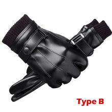 Load image into Gallery viewer, Men PU Leather Glove Winter Warm Touch Screen Gloves