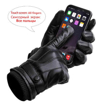 Load image into Gallery viewer, Men PU Leather Glove Winter Warm Touch Screen Gloves