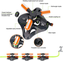 Load image into Gallery viewer, Adjustable 360 Degree 3-arm Rotating Sprinklers Grass Lawn Automatic Watering Nozzles
