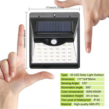 Load image into Gallery viewer, 40 LED Waterproof Outdoor Solar Motion Sensor Lights
