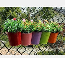 Load image into Gallery viewer, 10 Pack Flower Pots Hanging Pots Balcony Garden Plant Hook Iron Planter